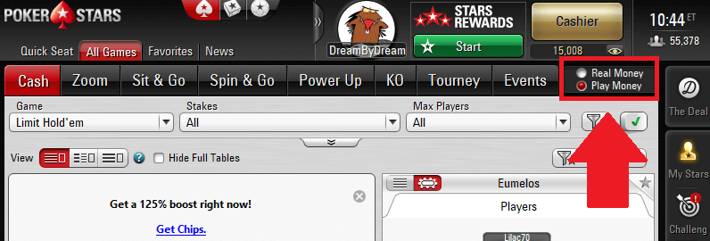 Pokerstars play mone